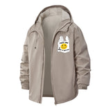 Smiley Face Irony Unisex Full-Zip Printed Waterproof Hooded Windbreaker