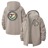 Inclusive Pride Heart Unisex Full-Zip Printed Waterproof Hooded Windbreaker