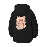Cute Cartoon Cat Unisex Full-Zip Printed Waterproof Hooded Windbreaker