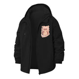 Cute Cartoon Cat Unisex Full-Zip Printed Waterproof Hooded Windbreaker
