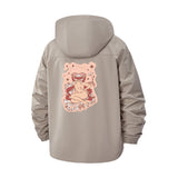 Cute Cartoon Cat Unisex Full-Zip Printed Waterproof Hooded Windbreaker