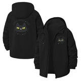 Over-Educated Cat Motif Unisex Full-Zip Printed Waterproof Hooded Windbreaker
