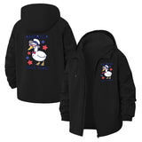 Patriotic Duck Unisex Full-Zip Printed Waterproof Hooded Windbreaker