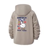 Patriotic Duck Unisex Full-Zip Printed Waterproof Hooded Windbreaker