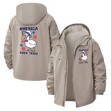 Patriotic Duck Unisex Full-Zip Printed Waterproof Hooded Windbreaker