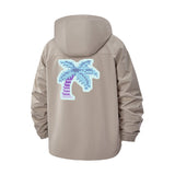 Pixel Palm Tree Unisex Full-Zip Printed Waterproof Hooded Windbreaker