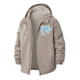 Pixel Palm Tree Unisex Full-Zip Printed Waterproof Hooded Windbreaker