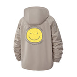 Smiley Face Motivation Unisex Full-Zip Printed Waterproof Hooded Windbreaker