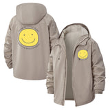 Smiley Face Motivation Unisex Full-Zip Printed Waterproof Hooded Windbreaker