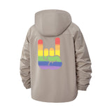 Rainbow Rock Gesture Unisex Full-Zip Printed Waterproof Hooded Windbreaker