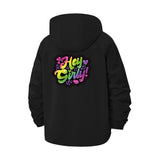 Hey Girly! Bubble Letter Unisex Full-Zip Printed Waterproof Hooded Windbreaker