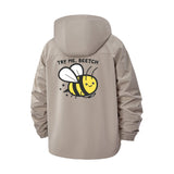 Cute Bee Meme Unisex Full-Zip Printed Waterproof Hooded Windbreaker