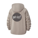 Got Rizz Typographic Unisex Full-Zip Printed Waterproof Hooded Windbreaker
