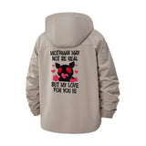 Cute Moth Theme Unisex Full-Zip Printed Waterproof Hooded Windbreaker