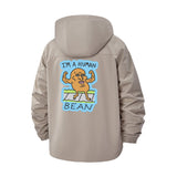 Human Bean Cartoon Unisex Full-Zip Printed Waterproof Hooded Windbreaker