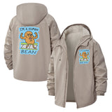 Human Bean Cartoon Unisex Full-Zip Printed Waterproof Hooded Windbreaker
