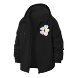 Pastel Smiley Hearts Unisex Full-Zip Printed Waterproof Hooded Windbreaker