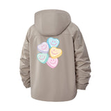 Pastel Smiley Hearts Unisex Full-Zip Printed Waterproof Hooded Windbreaker