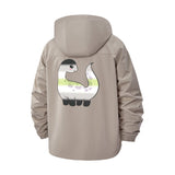 Cute Dinosaur Unisex Full-Zip Printed Waterproof Hooded Windbreaker