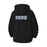 Retro Nerd Typographic Unisex Full-Zip Printed Waterproof Hooded Windbreaker