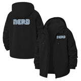 Retro Nerd Typographic Unisex Full-Zip Printed Waterproof Hooded Windbreaker