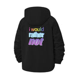I Would Rather Not Unisex Full-Zip Printed Waterproof Hooded Windbreaker