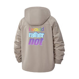 I Would Rather Not Unisex Full-Zip Printed Waterproof Hooded Windbreaker