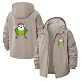 Santa Frog Unisex Full-Zip Printed Waterproof Hooded Windbreaker