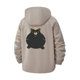 Cartoon Bear with Crown Unisex Full-Zip Printed Waterproof Hooded Windbreaker