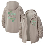 Monstera Leaf Unisex Full-Zip Printed Waterproof Hooded Windbreaker