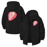 Strawberry Art Unisex Full-Zip Printed Waterproof Hooded Windbreaker