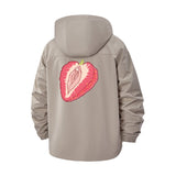 Strawberry Art Unisex Full-Zip Printed Waterproof Hooded Windbreaker