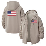 American Flag Unisex Full-Zip Printed Waterproof Hooded Windbreaker