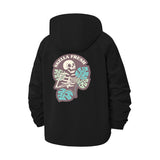 Skeleton Tropical Leaves Unisex Full-Zip Printed Waterproof Hooded Windbreaker