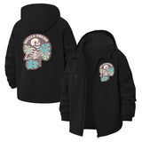 Skeleton Tropical Leaves Unisex Full-Zip Printed Waterproof Hooded Windbreaker