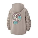 Skeleton Tropical Leaves Unisex Full-Zip Printed Waterproof Hooded Windbreaker