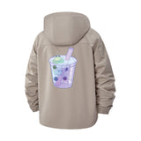 Cute Bubble Tea Unisex Full-Zip Printed Waterproof Hooded Windbreaker