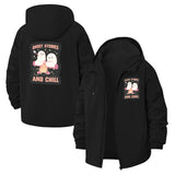 Ghost Campfire Unisex Full-Zip Printed Waterproof Hooded Windbreaker