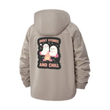 Ghost Campfire Unisex Full-Zip Printed Waterproof Hooded Windbreaker