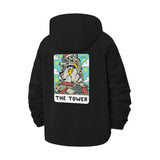Tarot Tower Card Unisex Full-Zip Printed Waterproof Hooded Windbreaker
