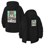 Tarot Tower Card Unisex Full-Zip Printed Waterproof Hooded Windbreaker