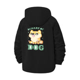 Cute Dog Cartoon Unisex Full-Zip Printed Waterproof Hooded Windbreaker