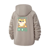 Cute Dog Cartoon Unisex Full-Zip Printed Waterproof Hooded Windbreaker