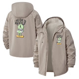 Retro Cartoon Character Unisex Full-Zip Printed Waterproof Hooded Windbreaker