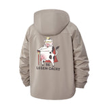 Legendary Cow Cartoon Unisex Full-Zip Printed Waterproof Hooded Windbreaker