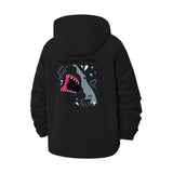 Feral Shark Motif Unisex Full-Zip Printed Waterproof Hooded Windbreaker