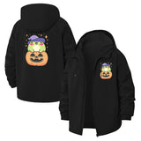 Cute Witch Owl Pumpkin Unisex Full-Zip Printed Waterproof Hooded Windbreaker
