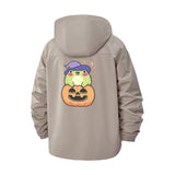 Cute Witch Owl Pumpkin Unisex Full-Zip Printed Waterproof Hooded Windbreaker