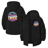 Retro Typography Unisex Full-Zip Printed Waterproof Hooded Windbreaker