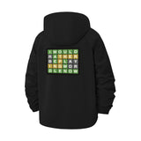 Word Game Grid Unisex Full-Zip Printed Waterproof Hooded Windbreaker